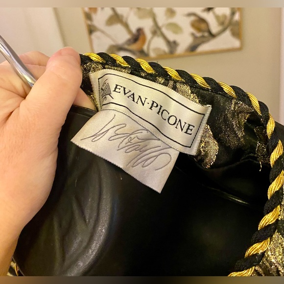 Vtg Evan Picone Lord & Taylor BLACK & GOLD  Jacquard Brocade BLAZER Jacket Sz 8 - Picture 6 of 8